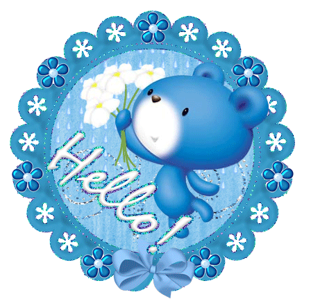 Hello! -- Cute Blue Bear With Flowers