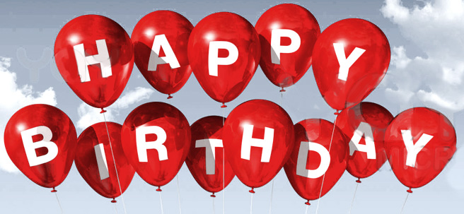 Happy Birthday -- Red Balloons in the Sky