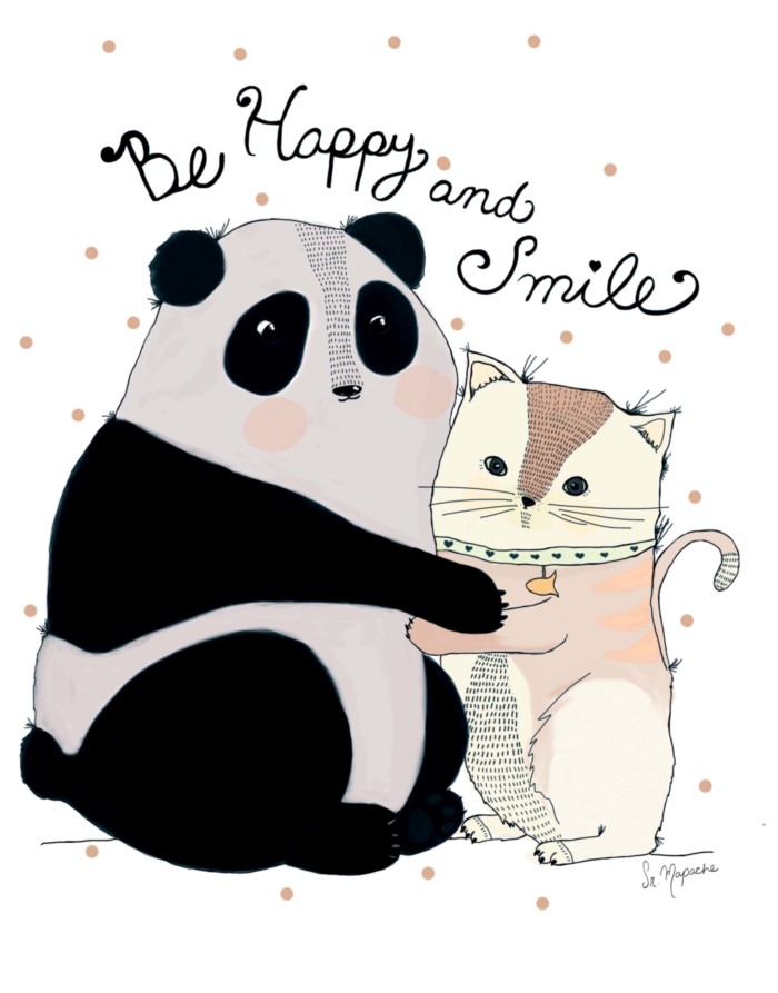 Be Happy and Smile -- Panda Cat Hugs