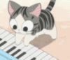 Cute Anime Kitten plays piano