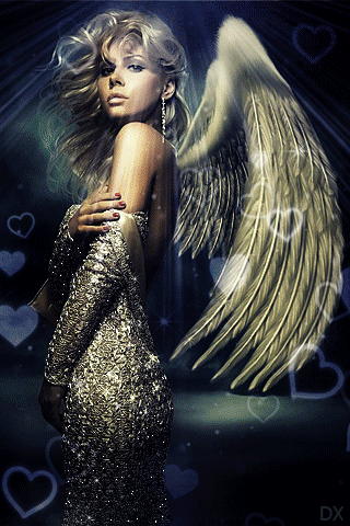 Beautiful Angel Girl and Hearts