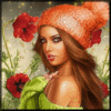 Beautiful Girl Flowers Orange Hat
