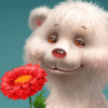 White Bear with Red Flower
