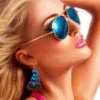 Blonde Girl Blue Sunglasses