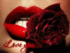 Love You... -- Red Lips with Rose