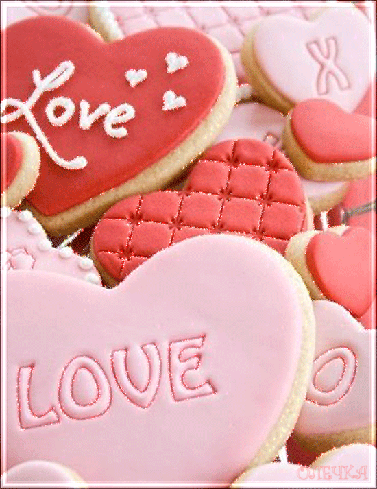 Love -- Sweet Pink Cookies Hearts