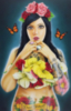 Tattoo Girl with Flowers and Butterflies