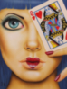 Girl Blue Eye, Hair, Heart Lips with Card