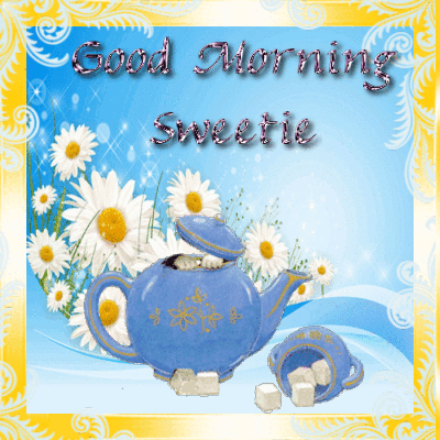 Good Morning Sweetie -- Cute Kitten in the Teapot