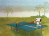 Snoopy plays tennis
