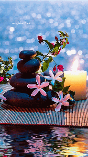 Stones Flowers and Candle Therapy