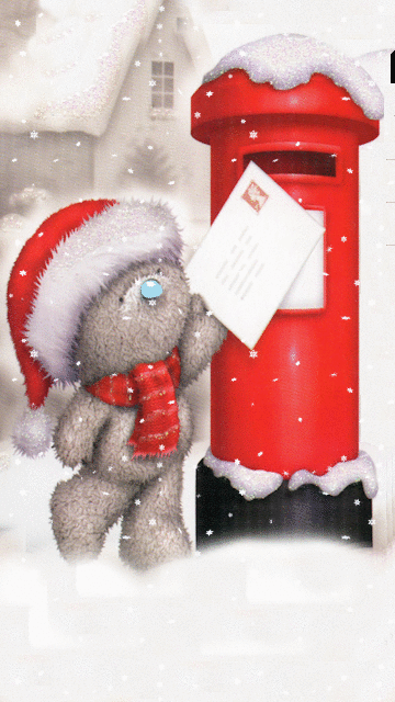Merry Christmas -- Cute Teddy Bear sending a Letter to Santa