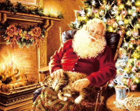 Merry Christmas -- Santa with Cat