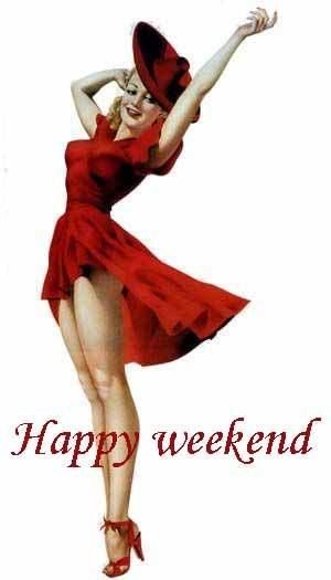 Happy Weekend -- Woman in Red