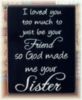 I loved you too much to just be your Friend so God made me your Sister.