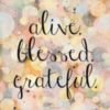Alive. Blessed. Grateful.