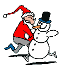 Snowman and Santa dance