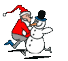 Snowman and Santa dance