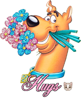 Hugs -- Scooby Doo with Flowers