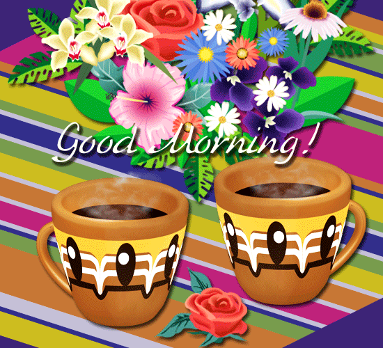 Good Morning! -- Flowers and Coffee