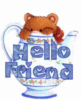 Hello Friend -- Teddy Bear in a Teapot