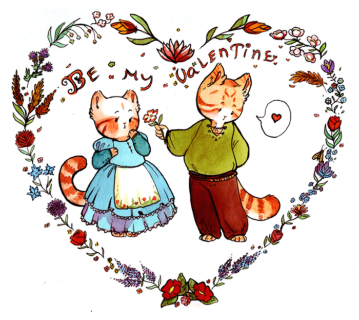 Be My Valentine -- Cute Cats Couple