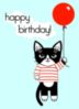 Happy Birthday! -- Cat with Red Balloon 