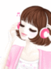 Cute Anime Girl Listens Music