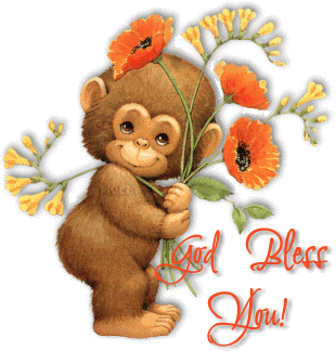 God Bless You! -- Monkey with Flowers