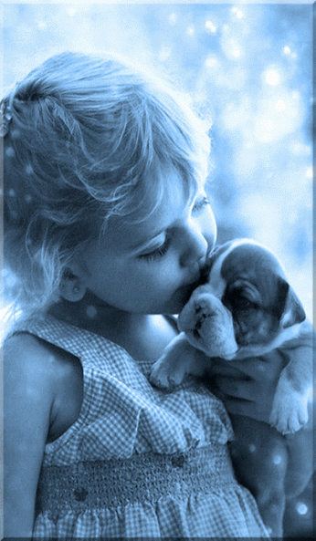 Cute Little Girl with Puppy