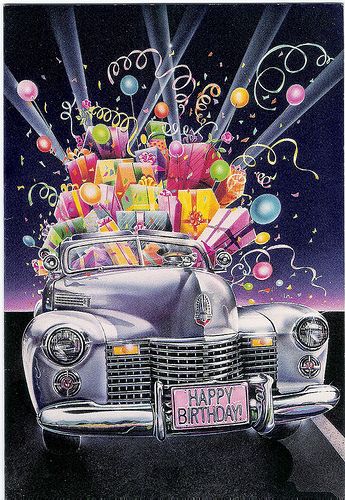 Happy Birthday! -- Car with Balloons 