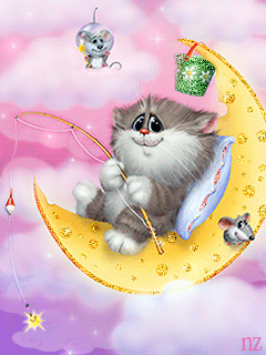 Cute Cat on the Cheese Moon
