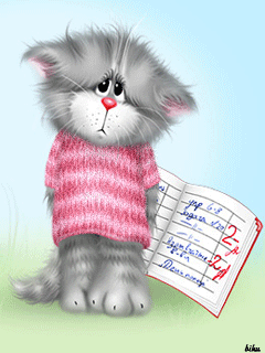 Cute Kitten with School Diary