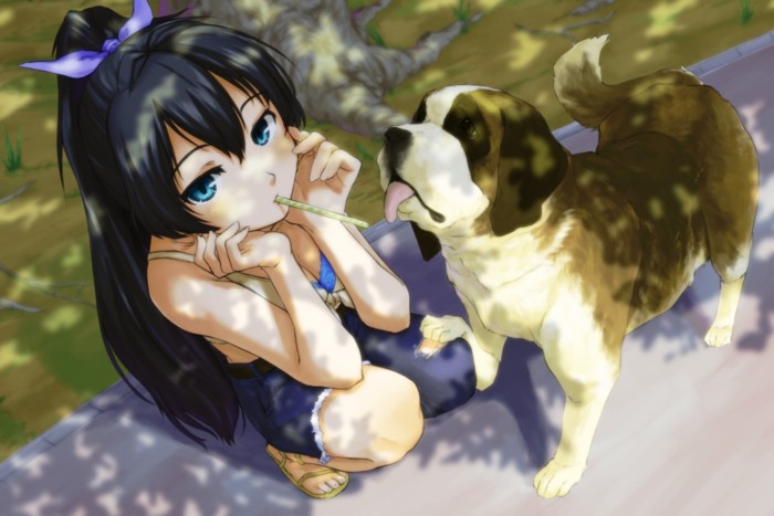 Anime Girl and Puppy