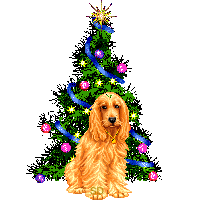 Merry Christmas -- Dog under the Christmas Tree