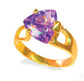 Golden Ring with Purple Stone