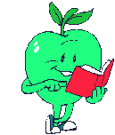 Green Funny Apple with Book