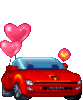 Happy Valentine's Day -- Red Car and Hearts Balloons