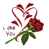 Love You -- Glitter Heart Red Rose