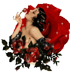 Retro beauty with Red Roses