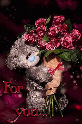 For You... -- Teddy Bear with Flowers