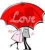 Love -- Couple Kiss and Red Umbrella