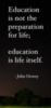 Education is not the preparation for life; education is life itself. John Dewey