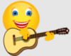 Smiley plays guitar