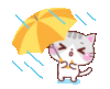 Cute Little Kitten with Umbrella