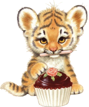 Cute little tiger and cupcake