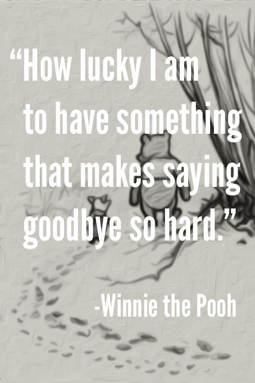 How lucky I am to have something that makes saying goodbye so hard. - Winnie the Pooh 