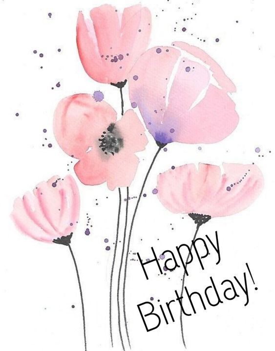 Happy Birthday -- Pink Flowers