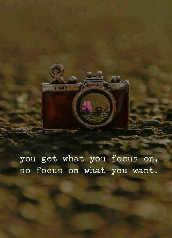 You get what you focus on, so focus on what you want.