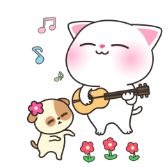 Cute Kitty plays Guitar and dancing puppy